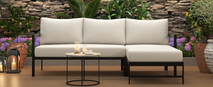 U_style Outdoor L-Shaped Sofa with Iron Frame,Weather-Resistant Patio Sofa Set with Ultra-Thick Cushions,Comfortable Seating for 3,Ideal for Patio, Balcony,and Garden image 4