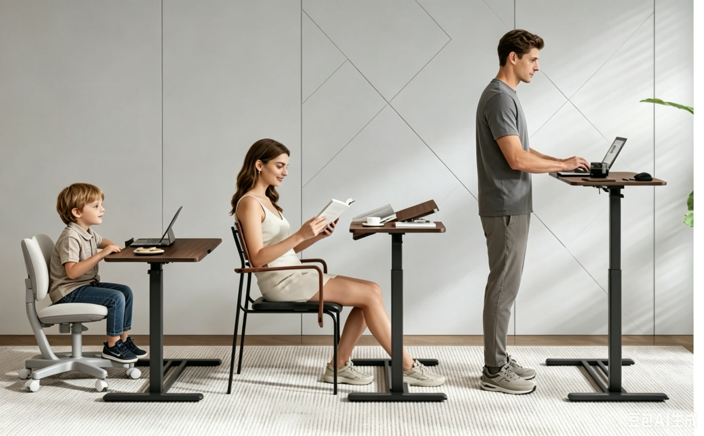 Mobile Adiustable Standing Desk, Walnut Color image 6