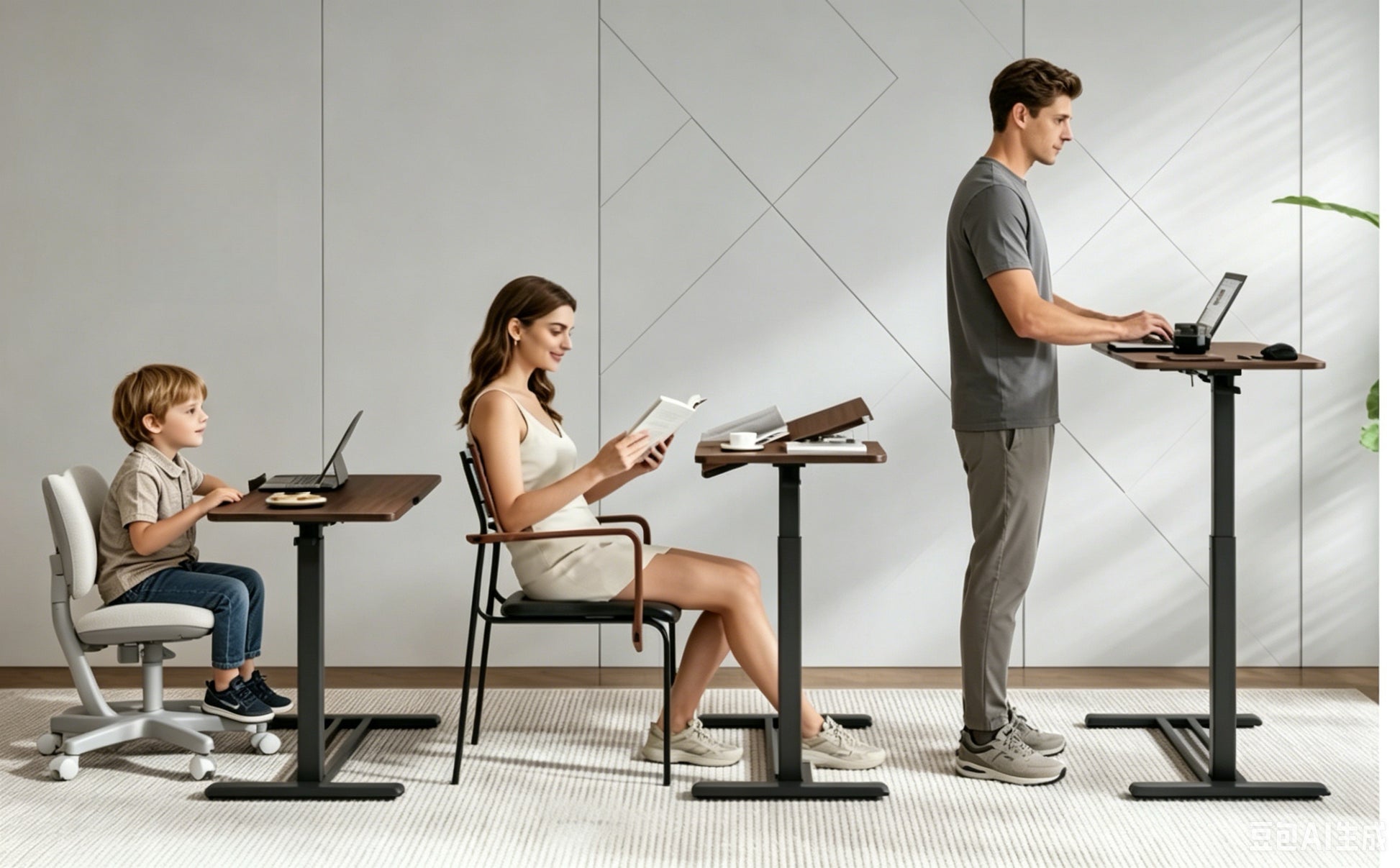 Mobile Adiustable Standing Desk, Walnut Color image 6