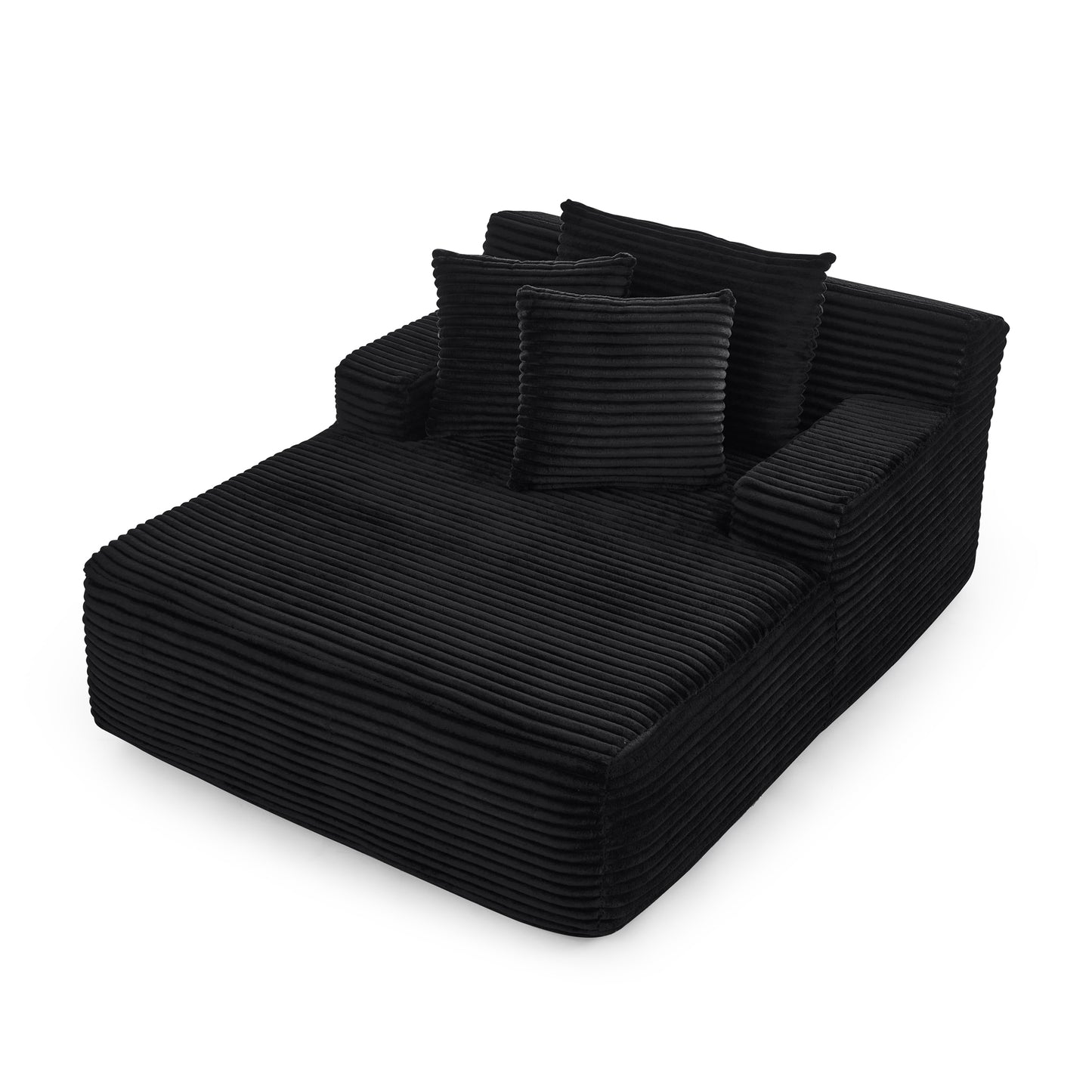Single lazy sofa lounge chair, no assembly required, made of velvet fabric, fluffy modern single lounge chair, used for indoor living rooms and bedrooms-Black image 9