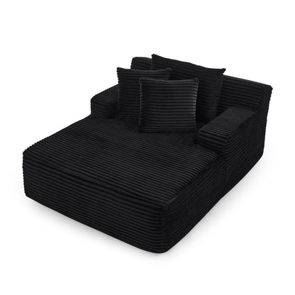 Single lazy sofa lounge chair, no assembly required, made of velvet fabric, fluffy modern single lounge chair, used for indoor living rooms and bedrooms-Black image 9