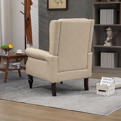 Wood Frame Armchair, Modern Accent Chair Lounge Chair with Sturdy Wood Legs for Living Room Bedroom (Camel PU) image 9