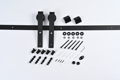 12FT Wood Double Sliding Barn Door Hardware Basic Black Big Spoke Wheel Roller Kit, 5-18FT for Choose image 5