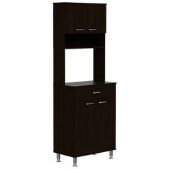 Santa Maria 1-Drawer 1-Shelf Area Pantry with Adjustable Metal Legs Black Wengue