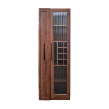 Kitchen pantry cabinet with multi-functional pull-out multi-tier storage shelf,Farmhouse Storage Cabinet with glass Doors,Pantry Organizers for Kitchen, bar cabinet,Dining Room image 12