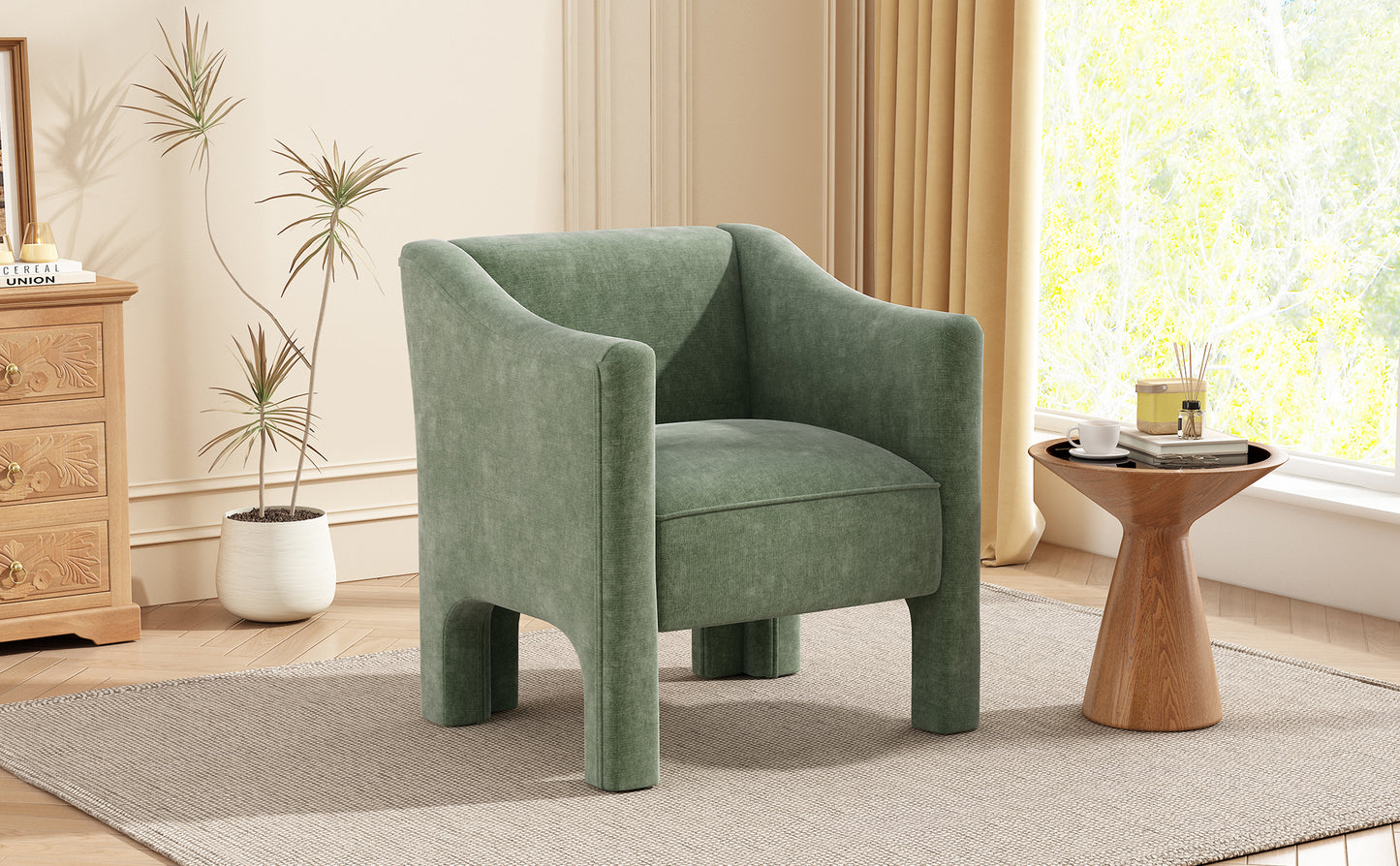Modern Barrel Chair Accent Chair 29.9" Upholstered Armchair for Living Room and Bedroom, Green image 5