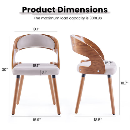 Wood Dining Chairs, Modern Upholstered Dining Chairs with Curved Backrest for Kitchen, Dining Room, Living Room image 3