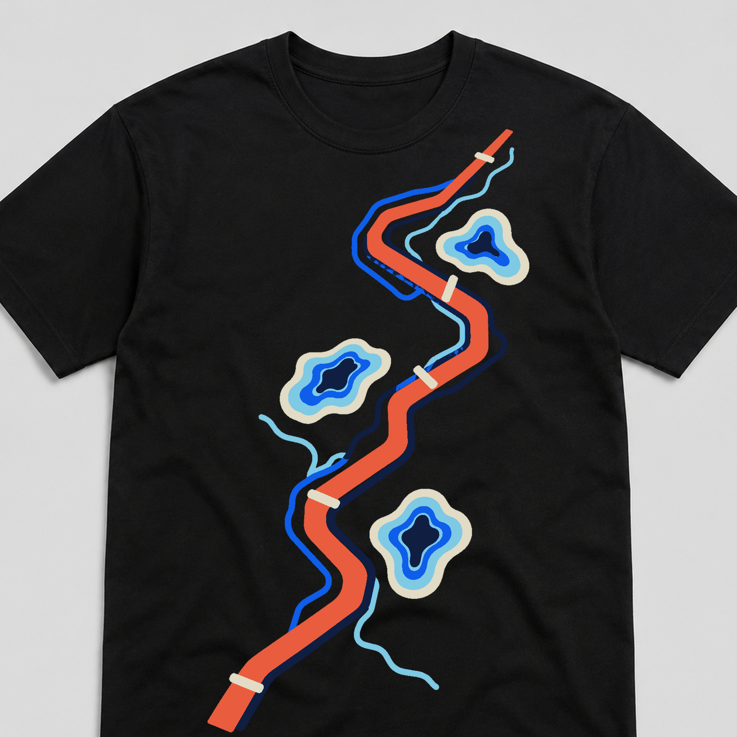 Shared Route Memory Running Graphic T-Shirt - POD-20260809-134_black_front_closeup_mockup