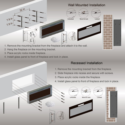 Smart 50" WiFi-Enabled Electric Fireplace Heater, Recessed in-Wall and Wall-Mounted image 4