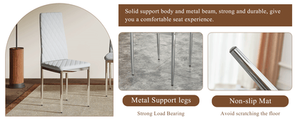 Modern Style Dining Chairs Set of 6 in Light Gray, Essential for Minimalist Homes.Meeting Family Dining Needs,PU Material Seat,Silver Metal Legs,Blending into Various Home Environments.W1151107277 image 9