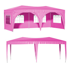 10'x20' Pop Up Canopy Tent with 6 Sidewalls, Ez Pop Up Outdoor Canopy for Parties, Waterproof Commercial Tent with 3 Adjustable Heights, Carry Bag, 6 Sand Bags, 6 Ropes and 12 Stakes, Blue