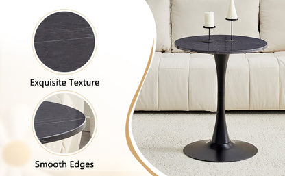 Round Dining Table, 23.6" Circle Tulip Table with Thickened Tabletop & Metal Pedestal, Mid Century Modern Bistro Table for Kitchen, Small Places, Living Room, Cafe (Faux Marble) image 11