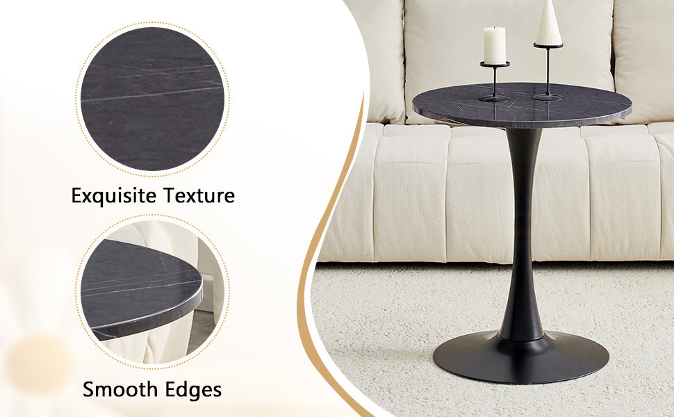 Round Dining Table, 23.6" Circle Tulip Table with Thickened Tabletop & Metal Pedestal, Mid Century Modern Bistro Table for Kitchen, Small Places, Living Room, Cafe (Faux Marble) image 11