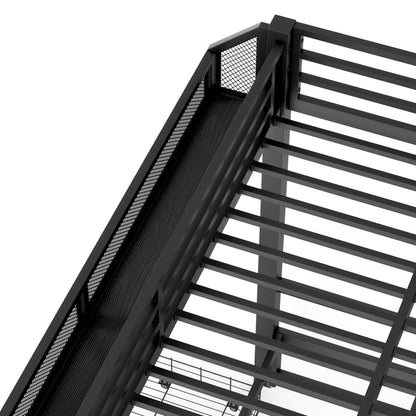 Twin over Twin Bunk Bed with Storage Shelves and Drawers,Multifunctional Metal Bunk Beds with USB Ports and LED Lights, Lower Bed that can be converted into a sofa, Black image 12