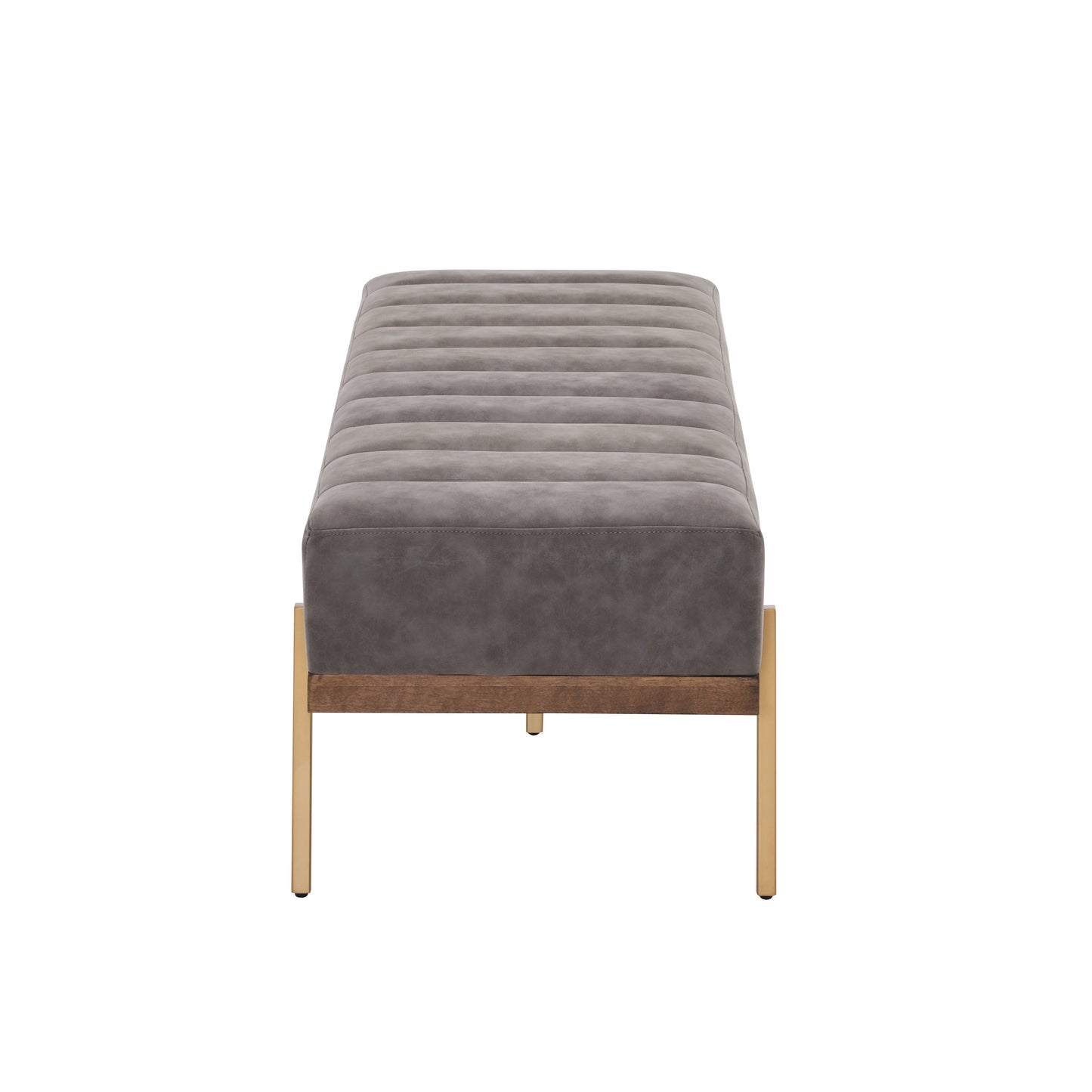 Upholstered Channel Tufted Ottoman Bench Seat with Gold Legs image 7