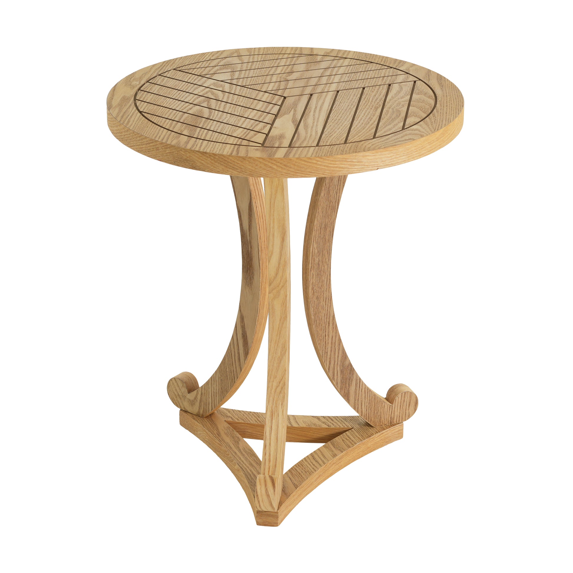 Natural Finish Round Wood Accent Table - Elegant Curved Base End Table for Living Room, Bedroom, or Patio image 6