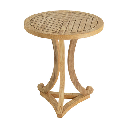 Natural Finish Round Wood Accent Table - Elegant Curved Base End Table for Living Room, Bedroom, or Patio image 6