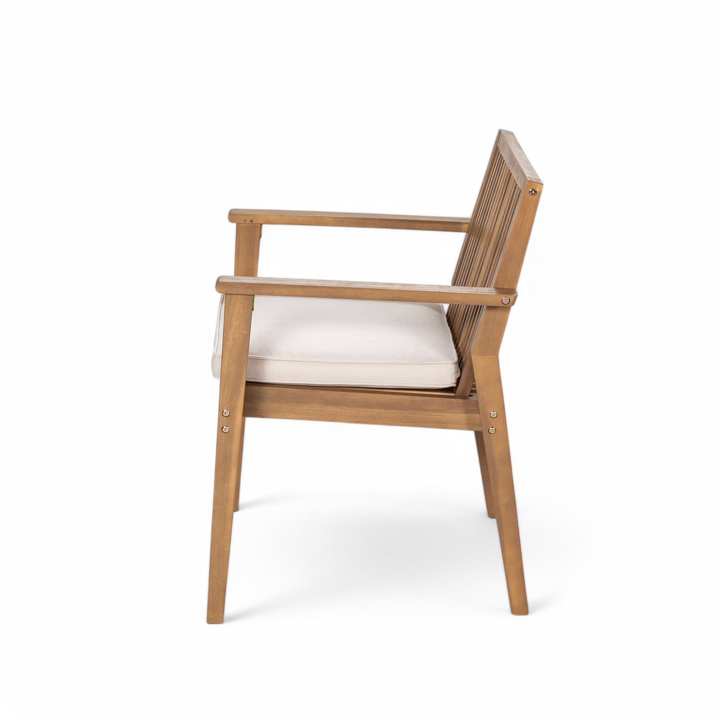 Patio Dining Chair Set of 2 - Sturdy Acacia Wood, Comfortable Waterproof Seating, 400 lbs Capacity, Brown Color Frame image 9