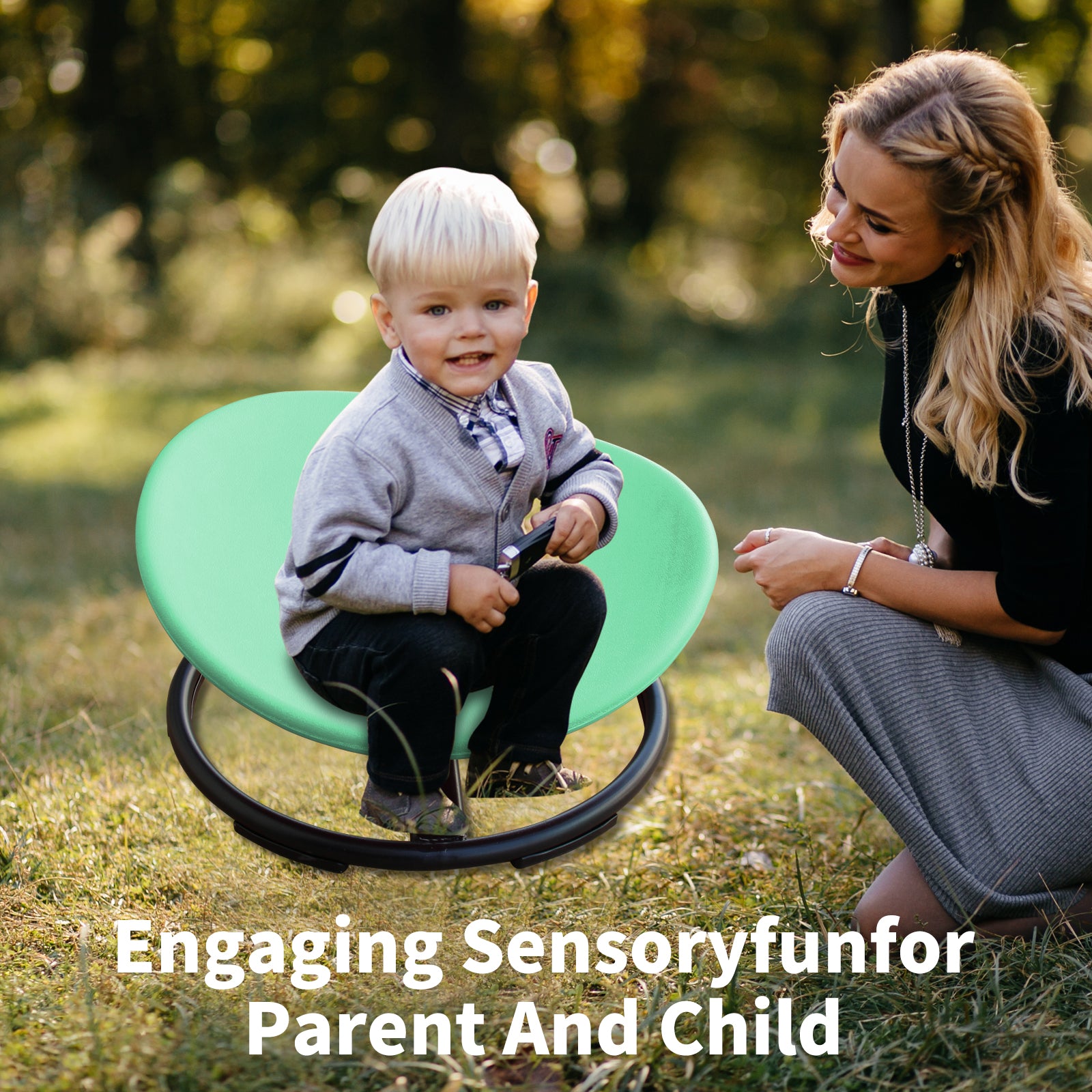 Child sitting on sensory chair focusing on balance