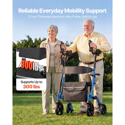 Rollator Walker with Seat for Seniors, Foldable Rolling Walker, Lightweight Aluminum Mobility Walking Aid with PU Solid Wheels, Adjustable Handle, Storage Bag, Cup/Cane Holder - Supports 300LBS image 11