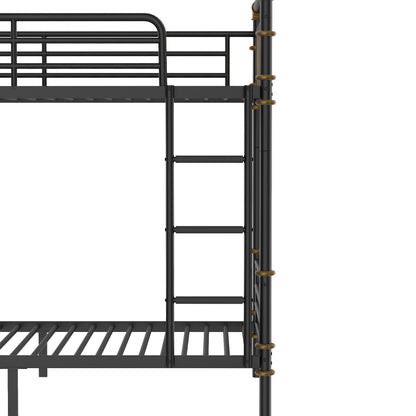 Quad Bunk Bed for 4 Kids, Heavy Duty Metal Twin Bunk Bed Frame, Detachable Triple Bunk Bed, Can Be Divided Into 3 Twin Beds, Black(Old SKU W2580S00020) image 7