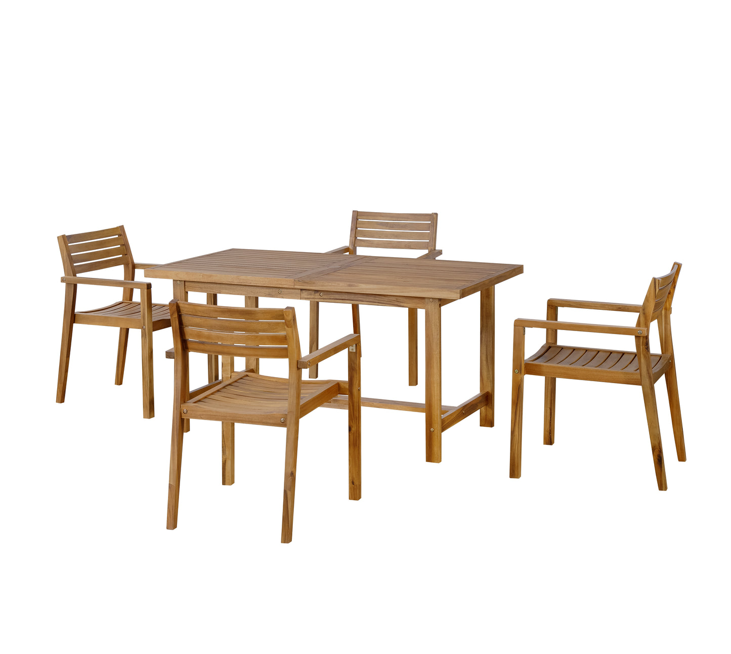 U_STYLE 5-Piece Outdoor Acacia Wood Outdoor Dining Set of 4,59.06-Inch Rectangular Table with Umbrella Hole,Suitable for Patio, Lawn, Garden, Poolside, & Indoor Use image 11