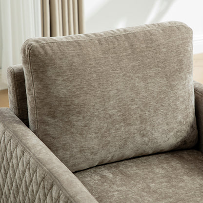 29.5''W Upholstered 360° Swivel Armchair with Hidden Storage, Comfy Diamond-Shape Tufted Armrests Accent Square Club Chair Single Sofa with Pillow for Living Room, Bedroom,Reading Nook,Corner, Taupe image 11