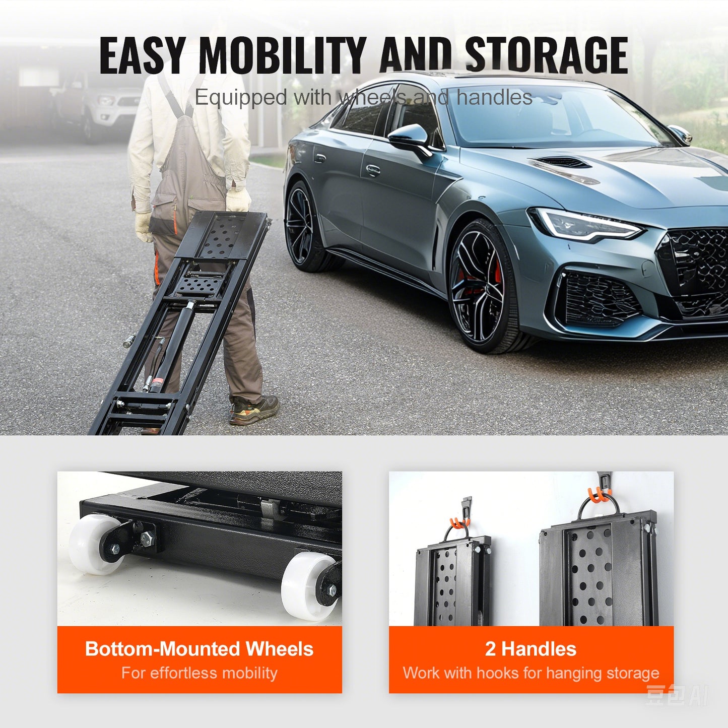 Car Lift, 25.6" Max. Height, 5,000 LBS Capacity Portable Car Lift, with Extended-Length Plates, Heavy-duty Carbon Steel Truck Lift with 120V Power Unit, Auto Car Jack Lifts for Home Garage Shop image 2