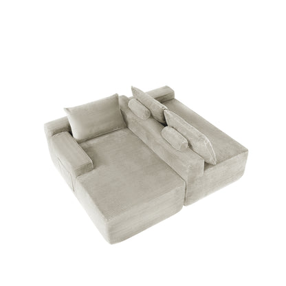 New2 96.9"Cloud Sectional Couch with L-Shape Chaise,Modern Modular Sofa with Deep Seat,Upholstered Couches for Living Room Bedroom,No Assembly Required,(Corduroy Fabric),Camel,left image 3