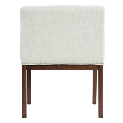 Modern Upholstered Dining Chair with Arms, Rubber Wood leg, Fabric & Foam Padded Seat for Kitchen, Dining Room, Living Room(Set of 2),Brown+Beige image 10