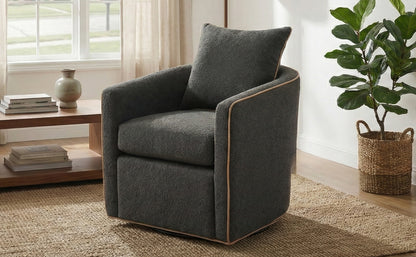 Swivel Accent Chair Upholstered Club Chair Barrel Sofa Chair for Living Room, Reading Corner, and Small Spaces, Dark Grey image 3