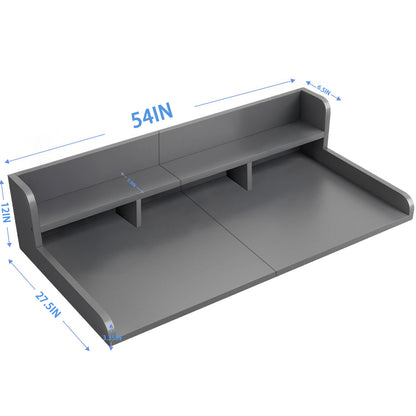 Washer Dryer Countertop with Non-slip Pads, Laundry Wood Shelf Topper with Edge, 54" Width x 27.5" Depth Double Layer Organizer for Washer and Dryer Laundry Hamper Counter Storage Organization (GRAY) image 2