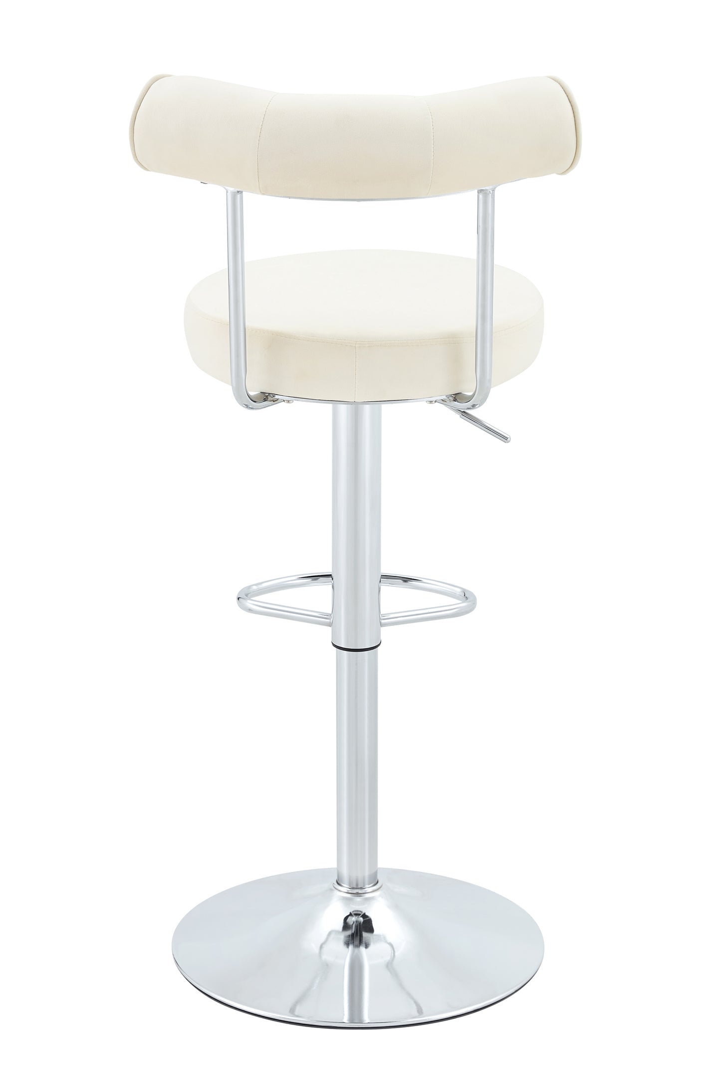 Soft Velvet Upholstered Swivel Adjustable Bar Chair with Chrome Silver Legs - Dining Room Living Room Bar Cafe Reception Desk Bar Stool(Off White, Set of 2) image 12