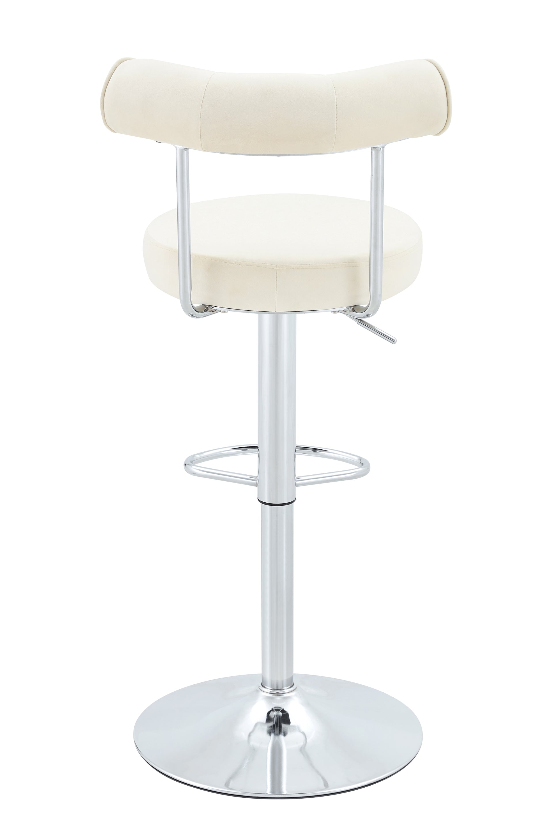 Soft Velvet Upholstered Swivel Adjustable Bar Chair with Chrome Silver Legs - Dining Room Living Room Bar Cafe Reception Desk Bar Stool(Off White, Set of 2) image 12