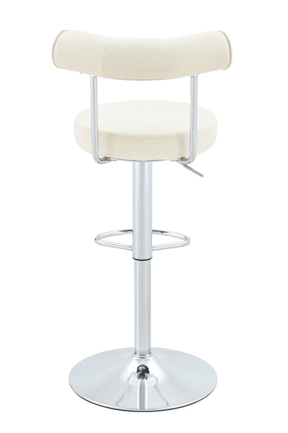 Soft Velvet Upholstered Swivel Adjustable Bar Chair with Chrome Silver Legs - Dining Room Living Room Bar Cafe Reception Desk Bar Stool(Off White, Set of 2) image 12