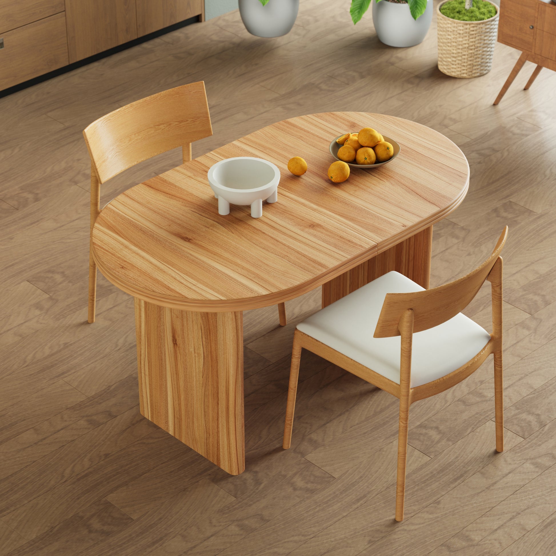 55.12"-70.87"Modern Extendable Dining Table with removable extension leaves,Mid-century modern style home table,Suitable for dining rooms, kitchens, and living rooms,Natural Walnut image 10
