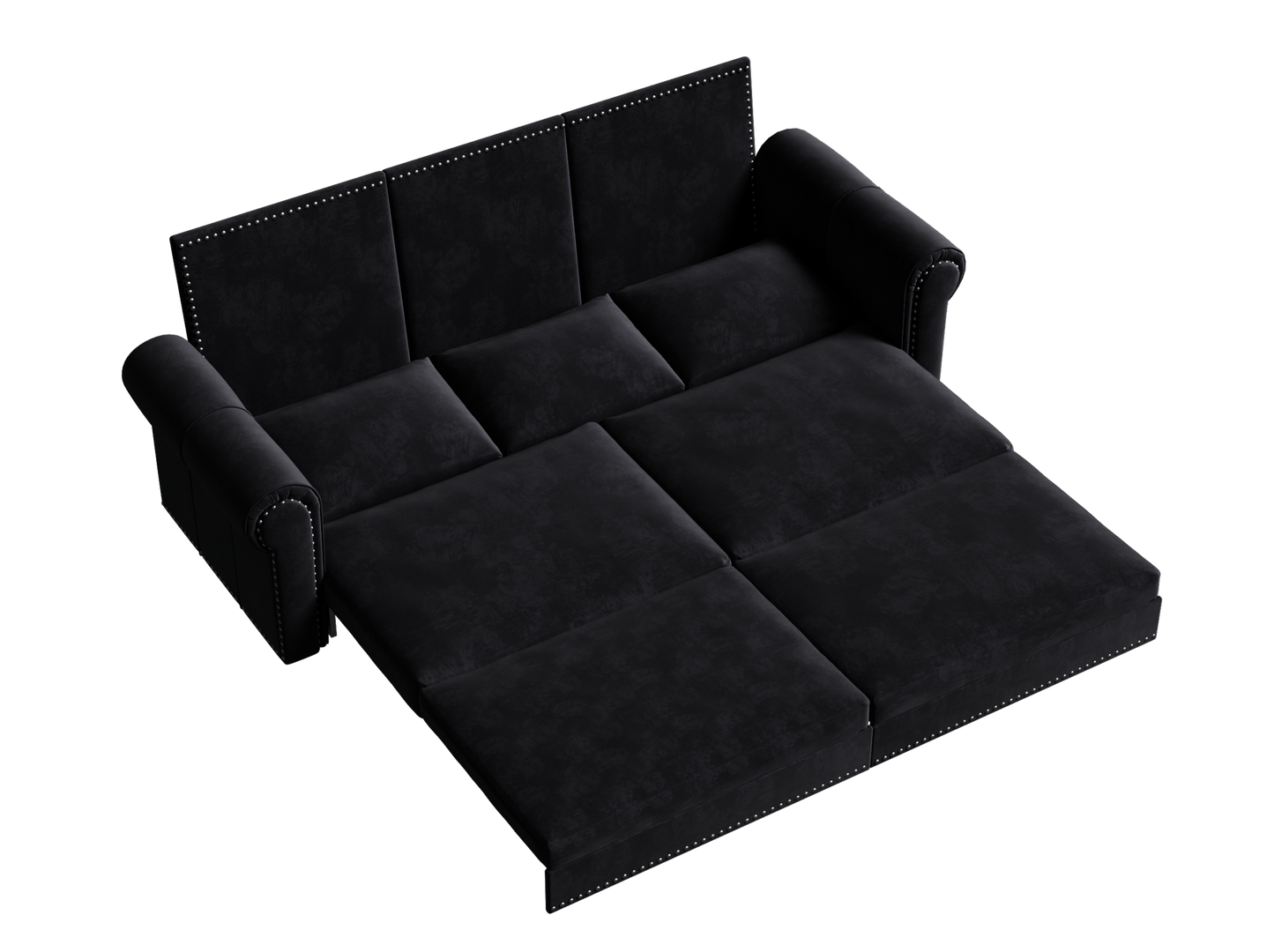 Chesterfield Sofa,93.7" King Pull Out Sofa Bed,3-in-1 Velvet Convertible Sleeper Sofa with Nailhead Trim & Rolled Arm,Multi-Functional Sofa Bed for Black (Old sku:W1885S00039/W1885S00100) image 9