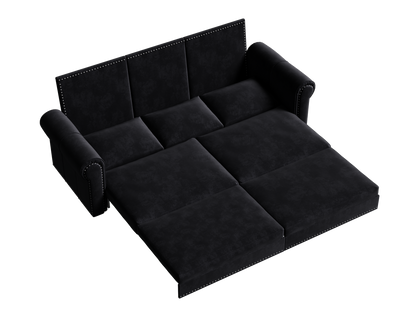 Chesterfield Sofa,93.7" King Pull Out Sofa Bed,3-in-1 Velvet Convertible Sleeper Sofa with Nailhead Trim & Rolled Arm,Multi-Functional Sofa Bed for Black (Old sku:W1885S00039/W1885S00100) image 9