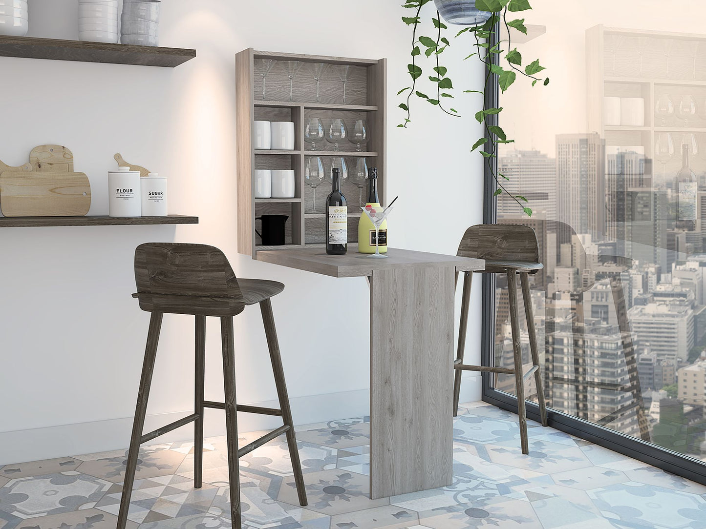 Dalton Foldable Table with Base and Shelves image 1