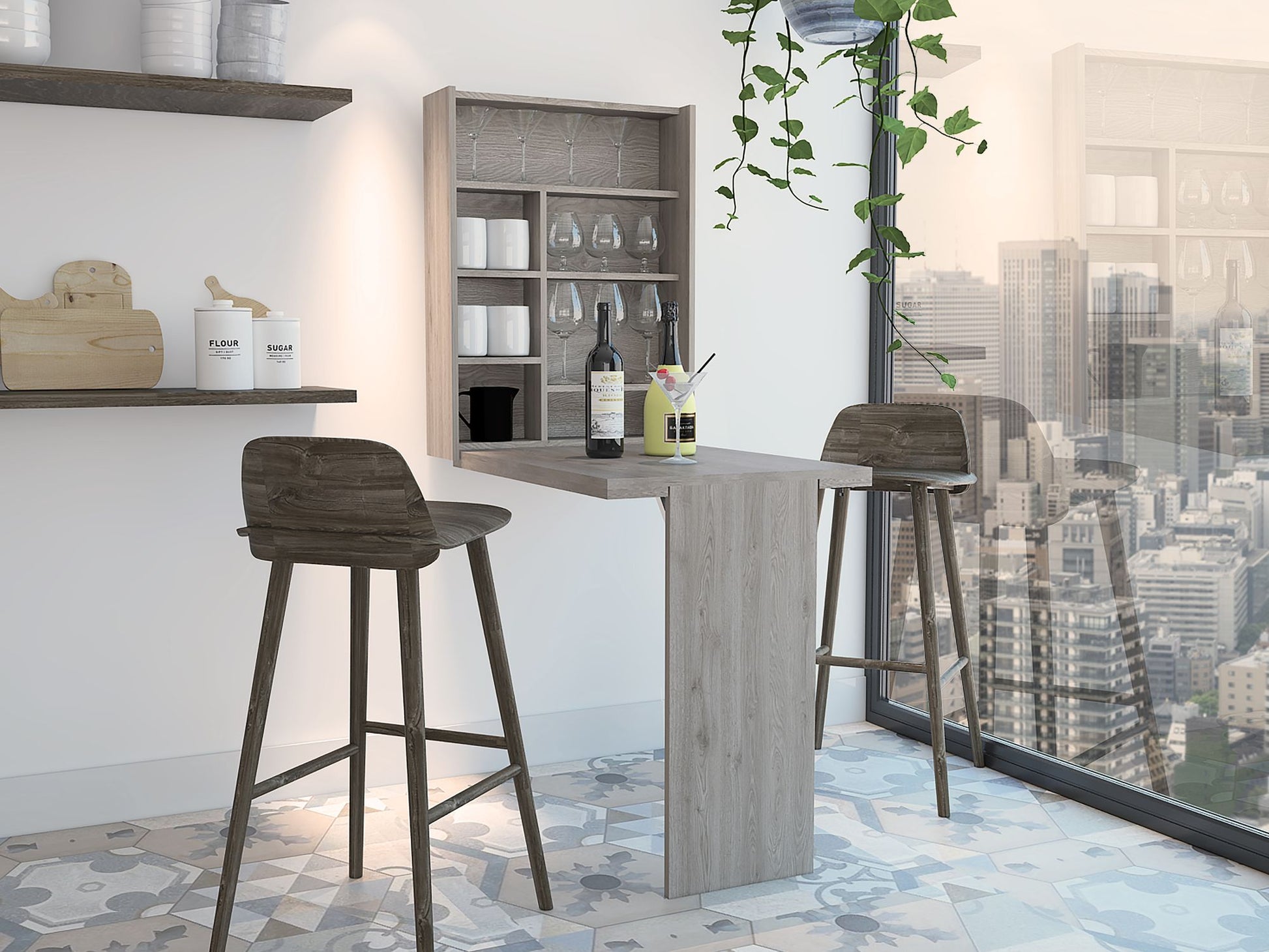 Dalton Foldable Table with Base and Shelves image 1