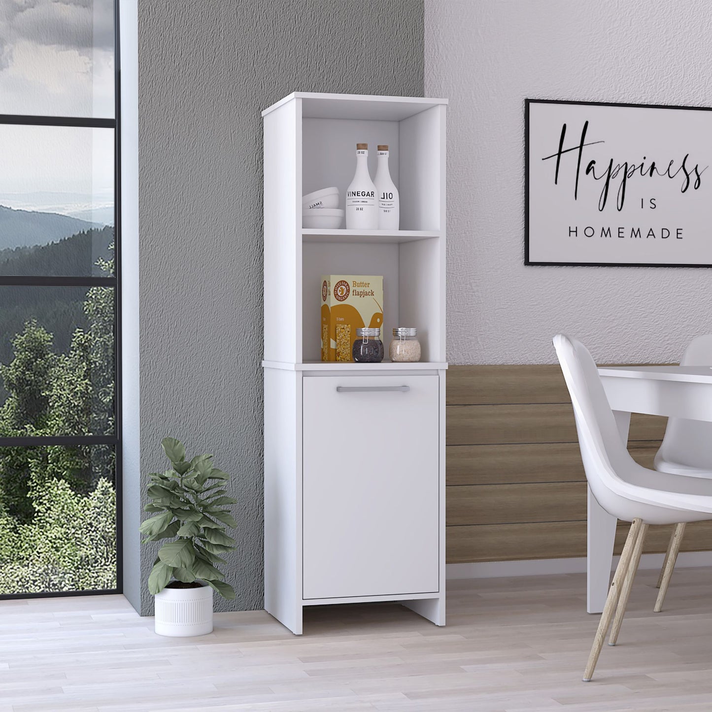 Danforth Pantry Cabinet, Single Door Cabinet, Four Shelves image 1