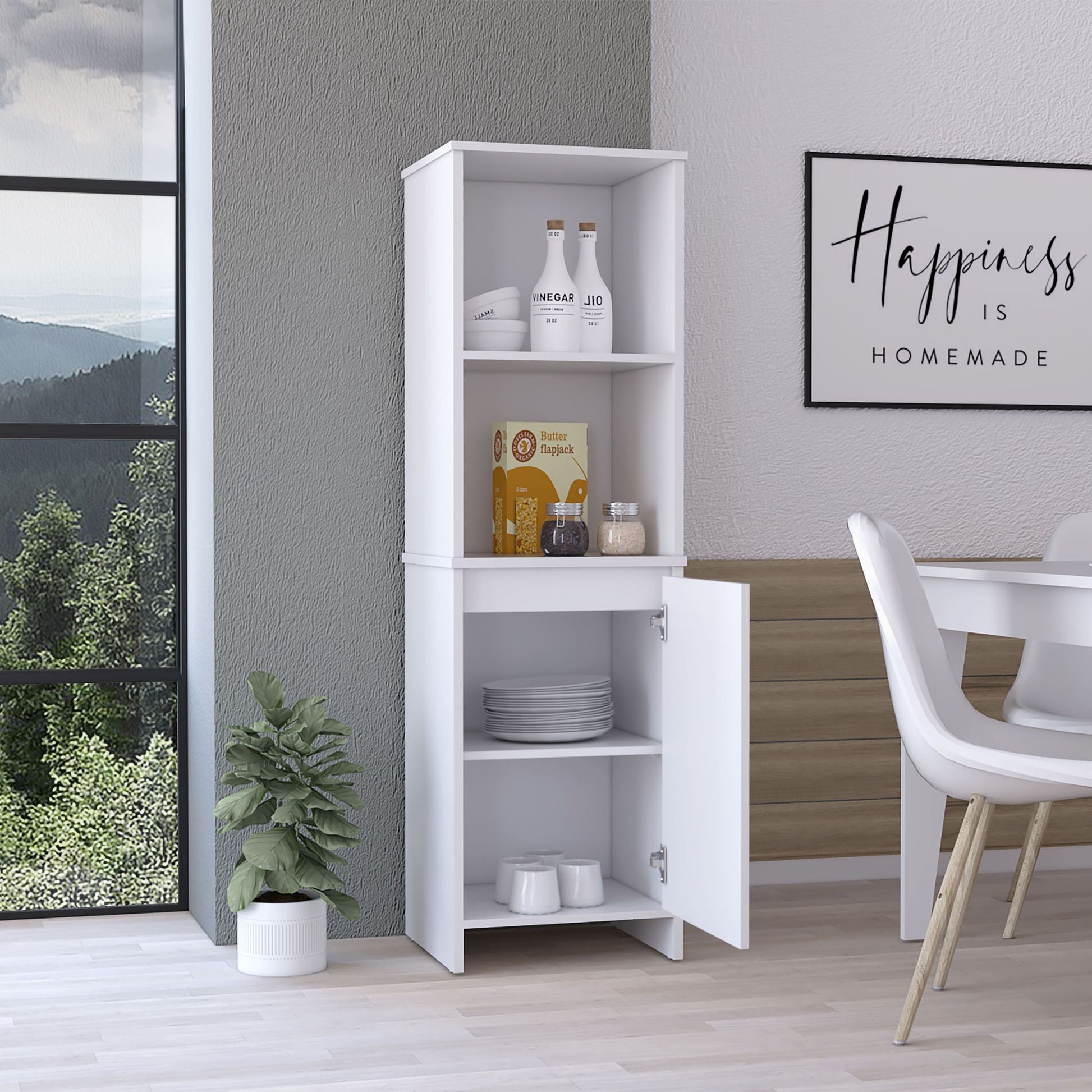 Danforth Pantry Cabinet, Single Door Cabinet, Four Shelves image 5