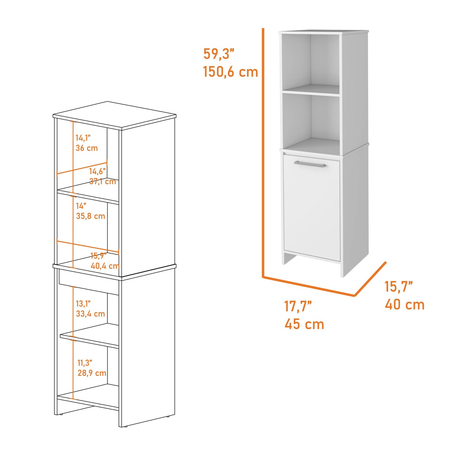 Danforth Pantry Cabinet, Single Door Cabinet, Four Shelves image 3