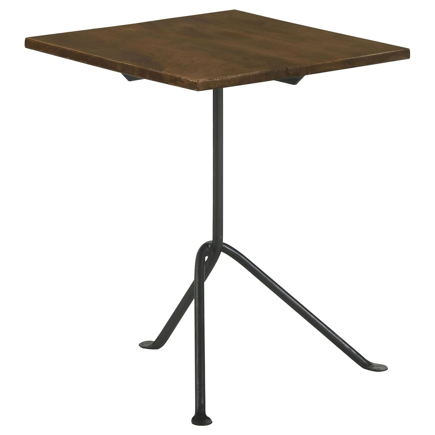 Dark Brown and Gunmetal Accent Table with Tripod Legs image 2