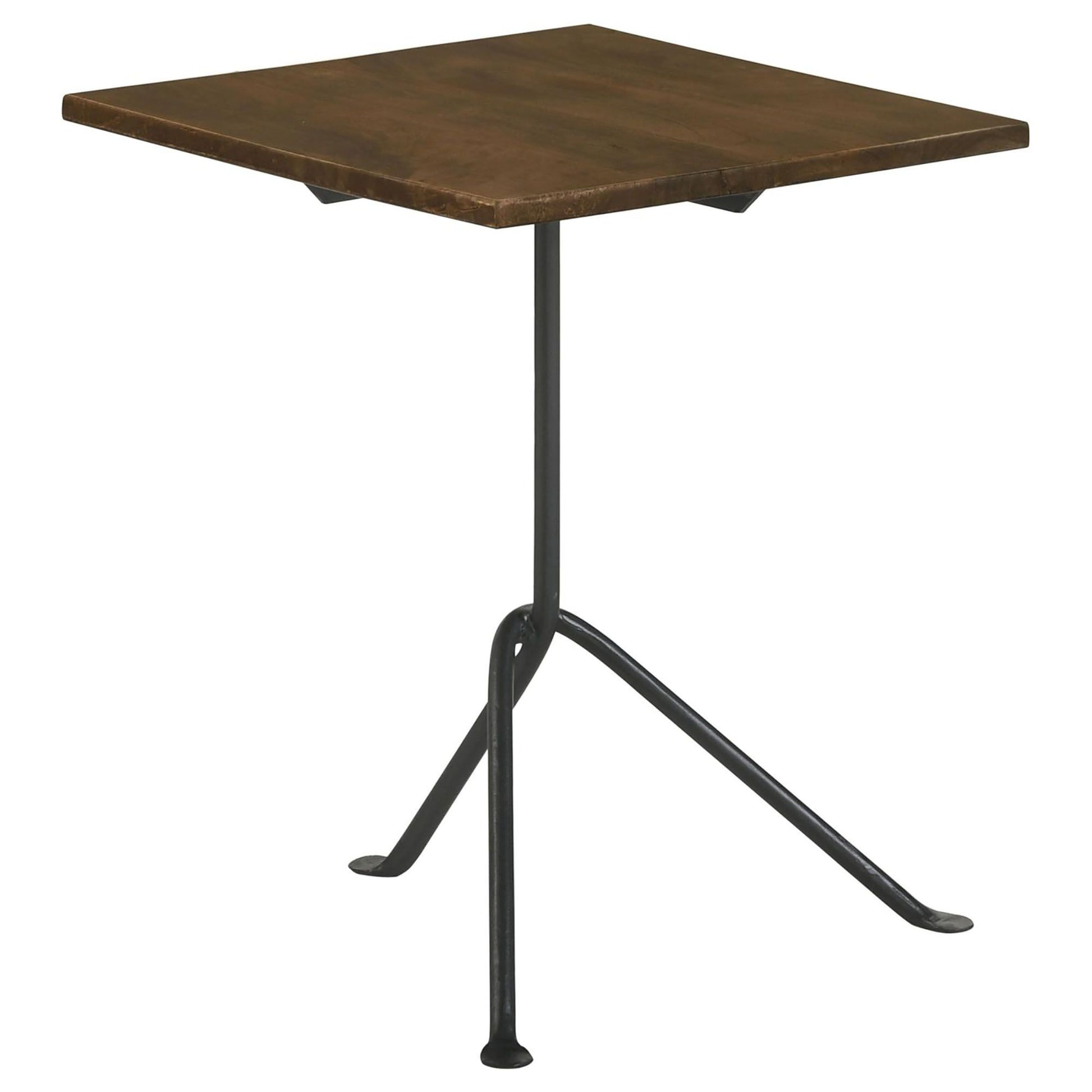 Dark Brown and Gunmetal Accent Table with Tripod Legs image 2