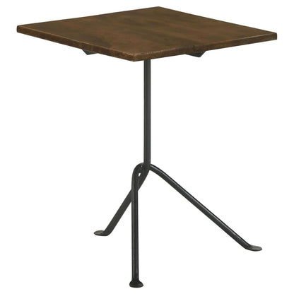 Dark Brown and Gunmetal Accent Table with Tripod Legs image 2