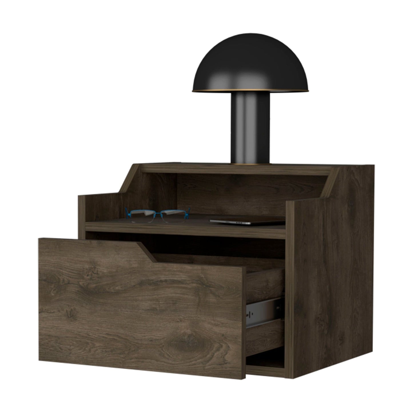 Dark Brown Dual-Shelf Display Floating Nightstand image 6