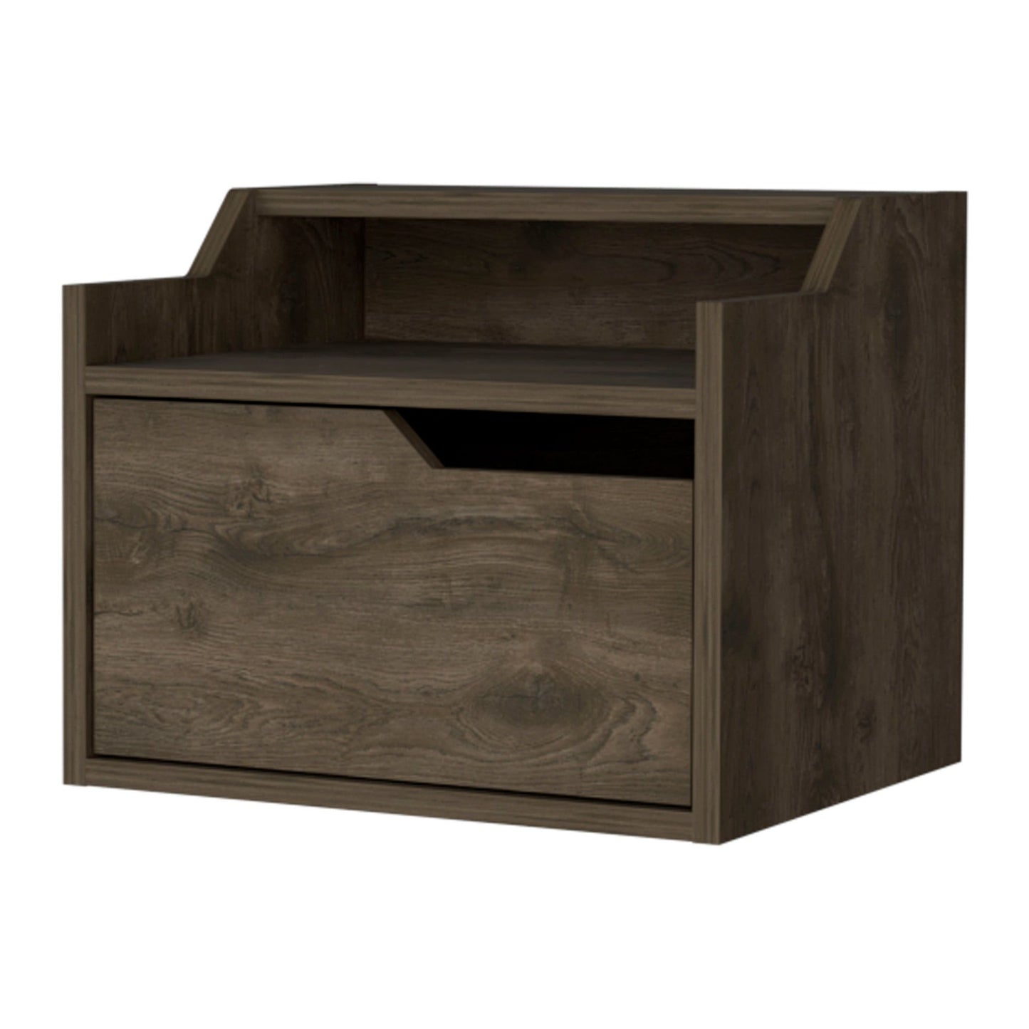 Dark Brown Dual-Shelf Display Floating Nightstand image 3