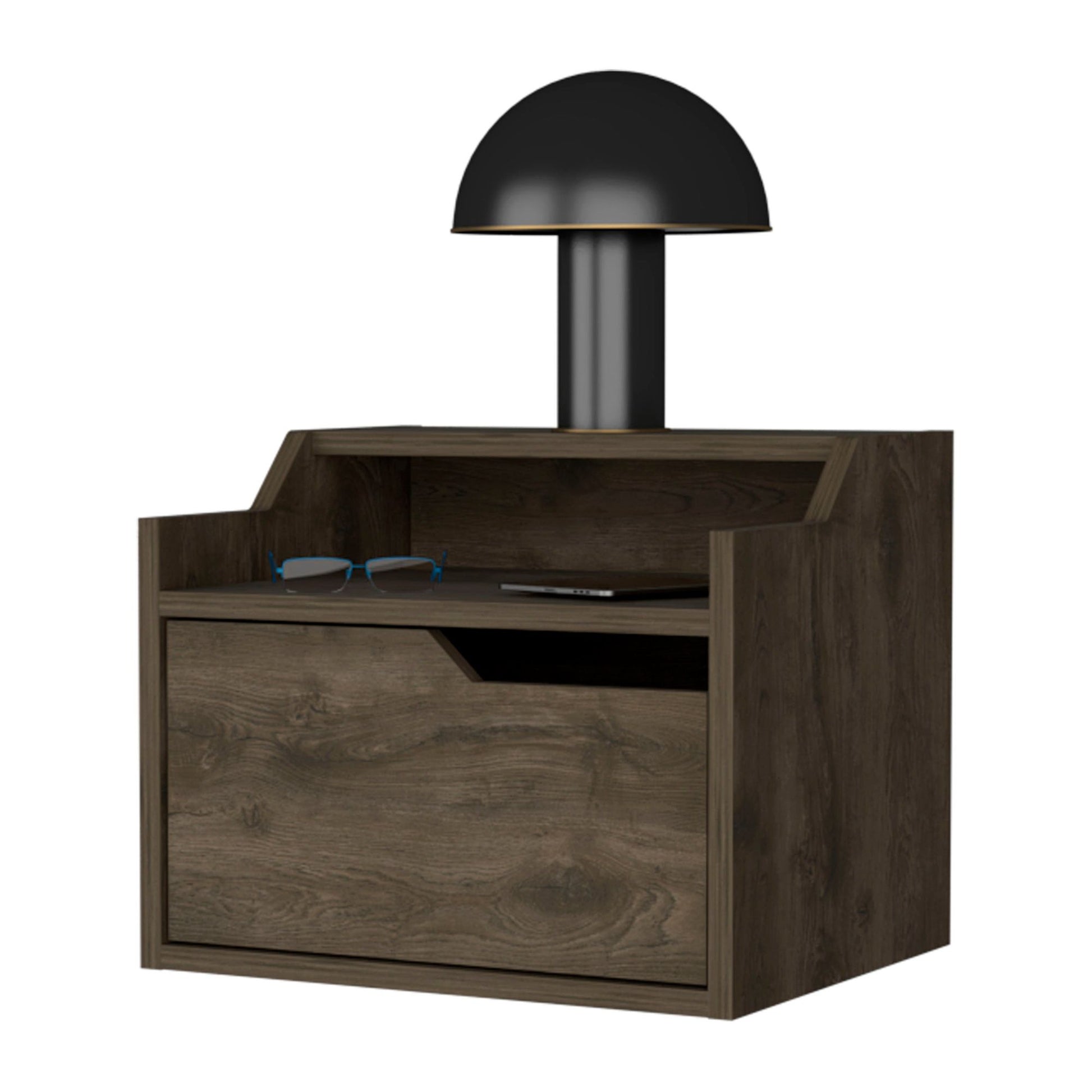 Dark Brown Dual-Shelf Display Floating Nightstand image 5