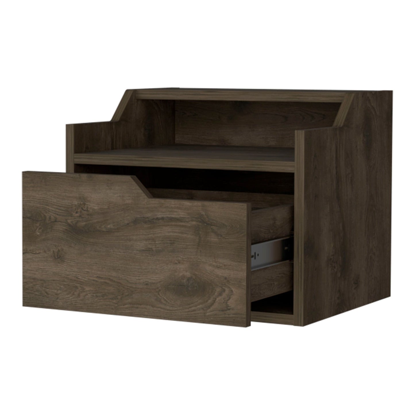 Dark Brown Dual-Shelf Display Floating Nightstand image 4